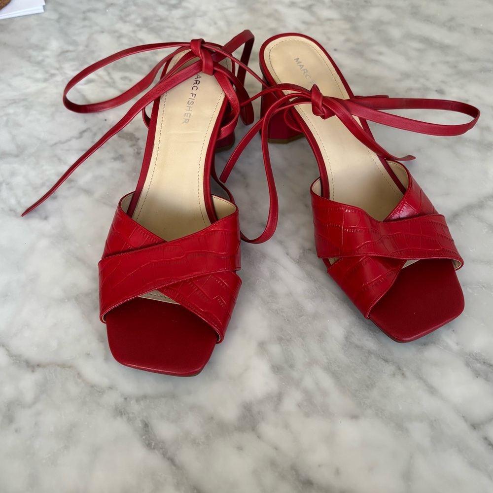 Marc Fisher Red Strappy Heels